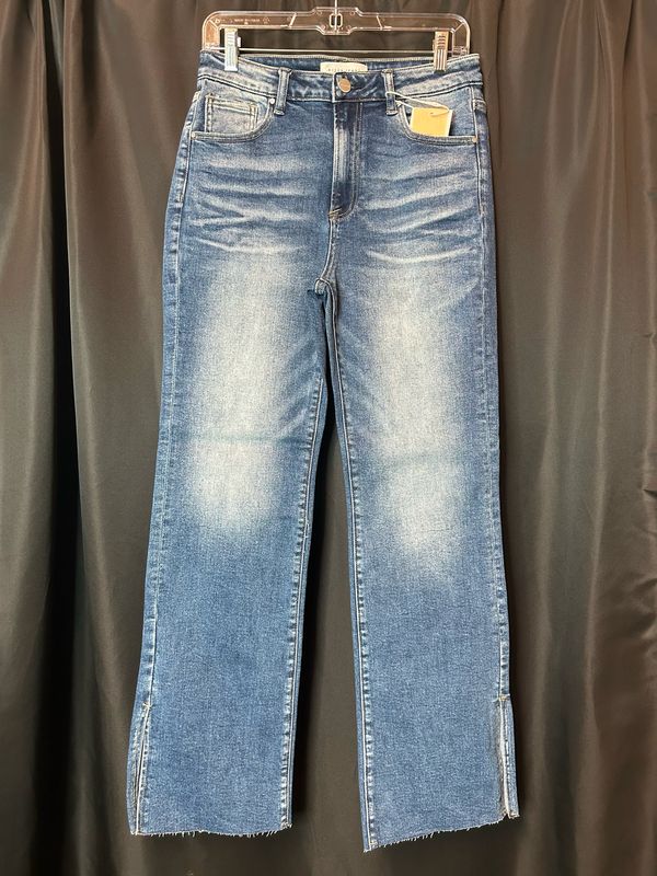 Risen High Rise Straight Raw Hem w/ Slit Jeans