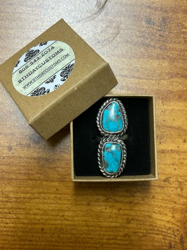 Double Kingman Turquoise Adjustable Ring