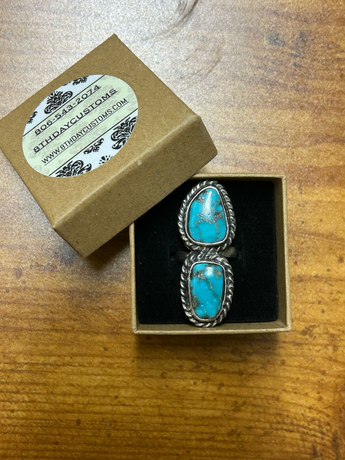 Double Kingman Turquoise Adjustable Ring