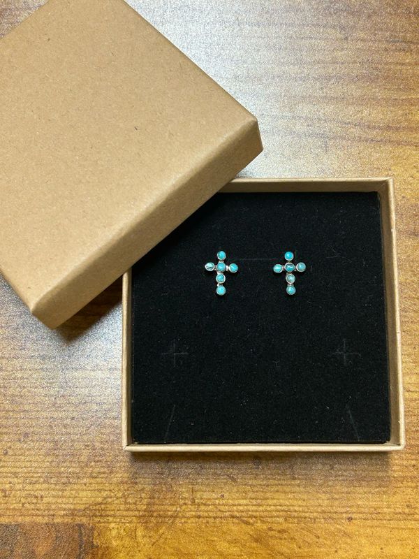 Bubble Turquoise Cross Earrings