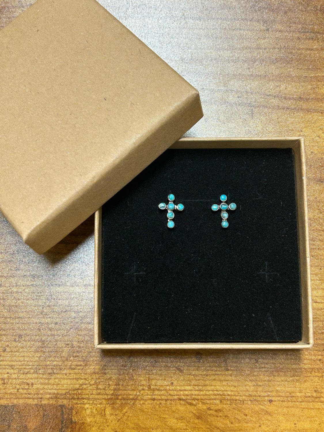 Bubble Turquoise Cross Earrings