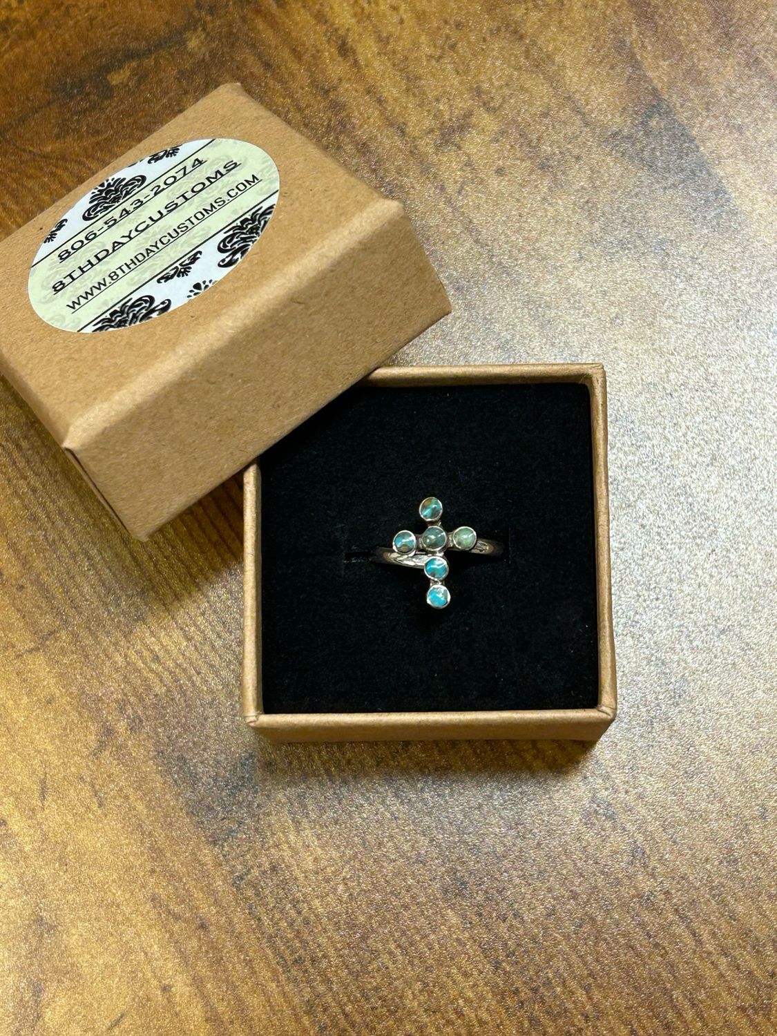 Bubble Turquoise Cross Adjustable Ring