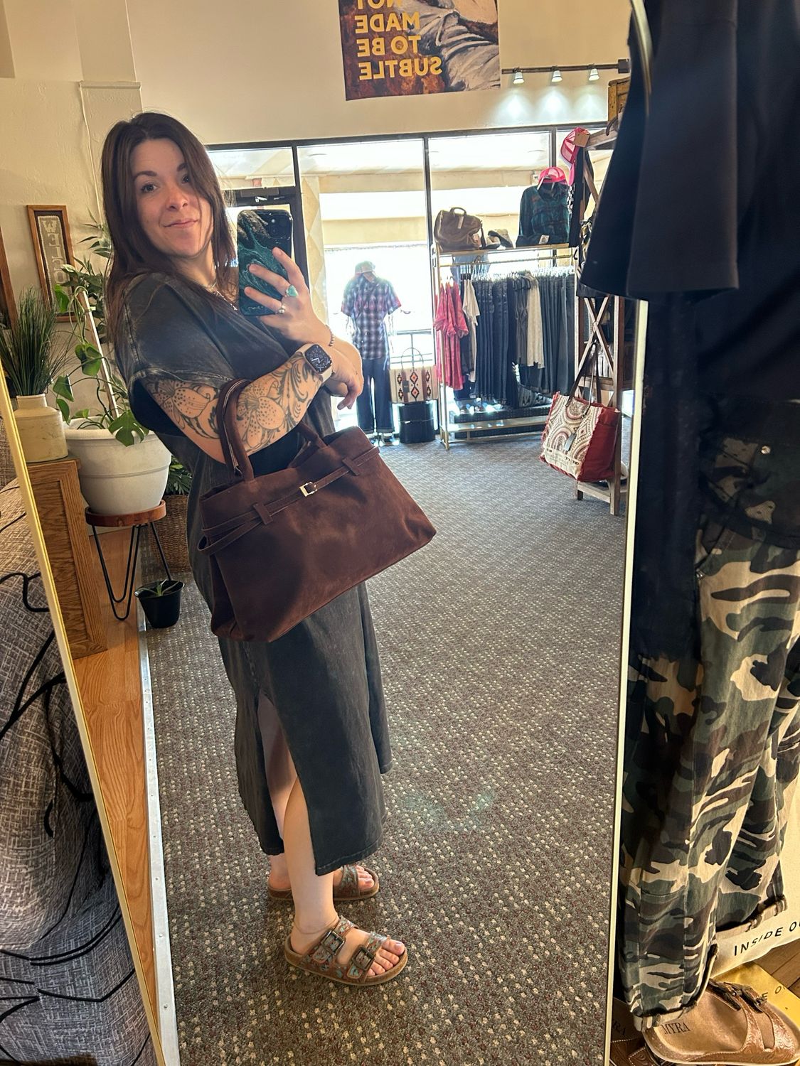 Vintage Suede Tote Bag