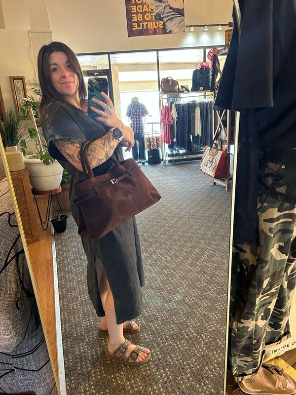 Vintage Suede Tote Bag