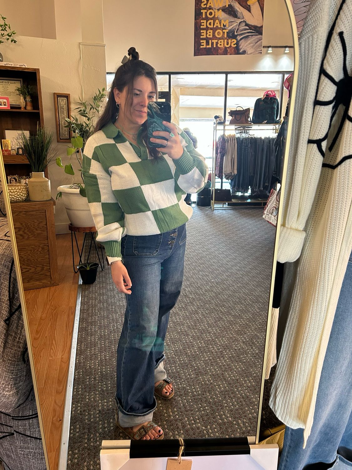 Kelly Green Checkered Shirt