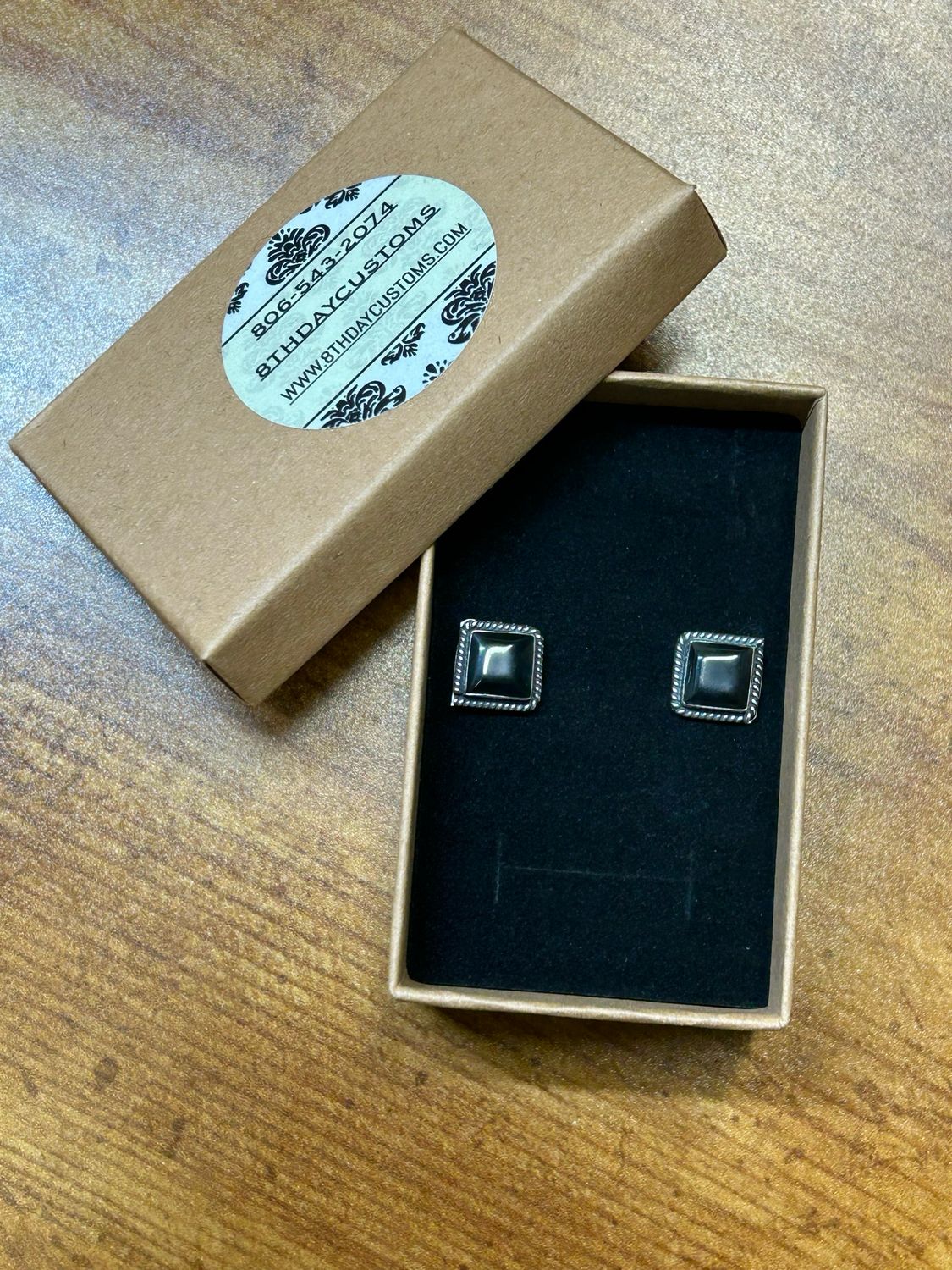 Rope Square Onyx Earrings