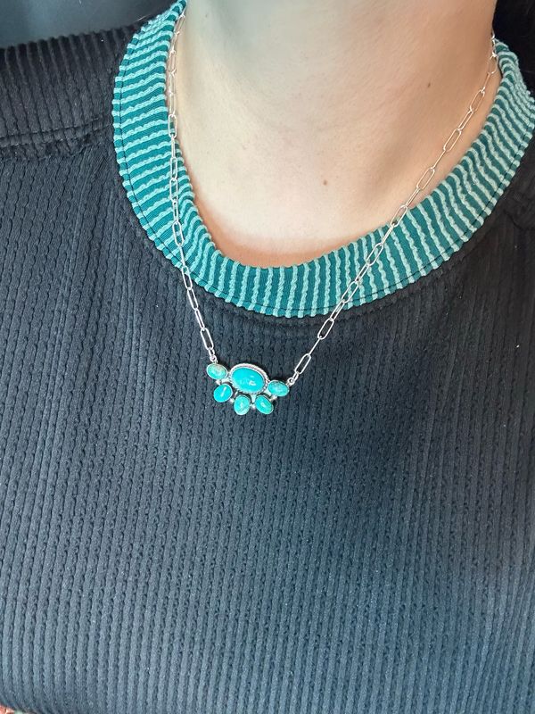 Half Cluster Turquoise Necklace