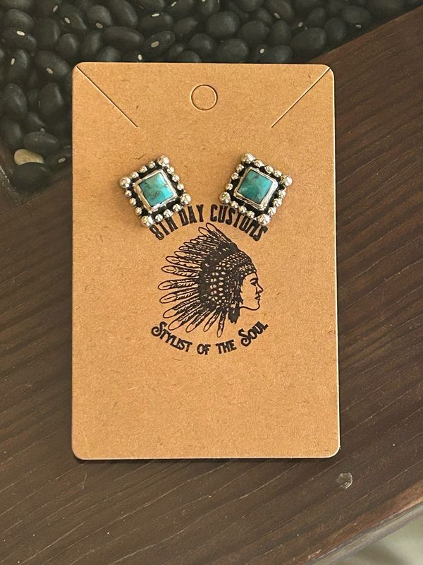 Multi Ball Square Stud Earrings