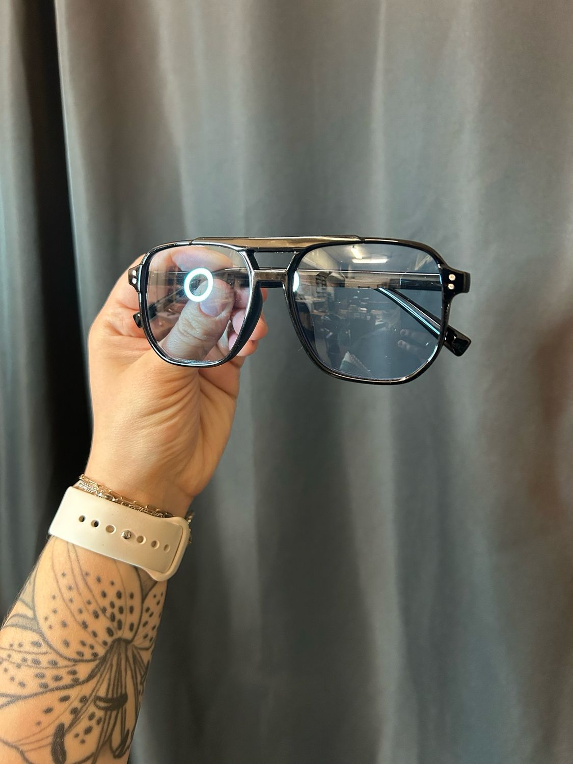 Square Framed Sunnies, Color: Blue Lens