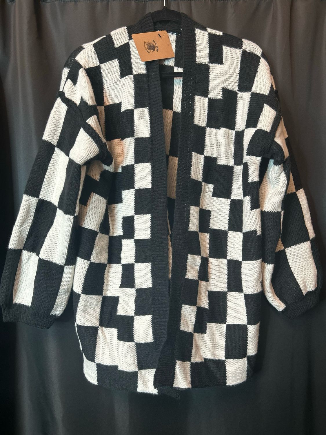 Black Checkered Cardigan