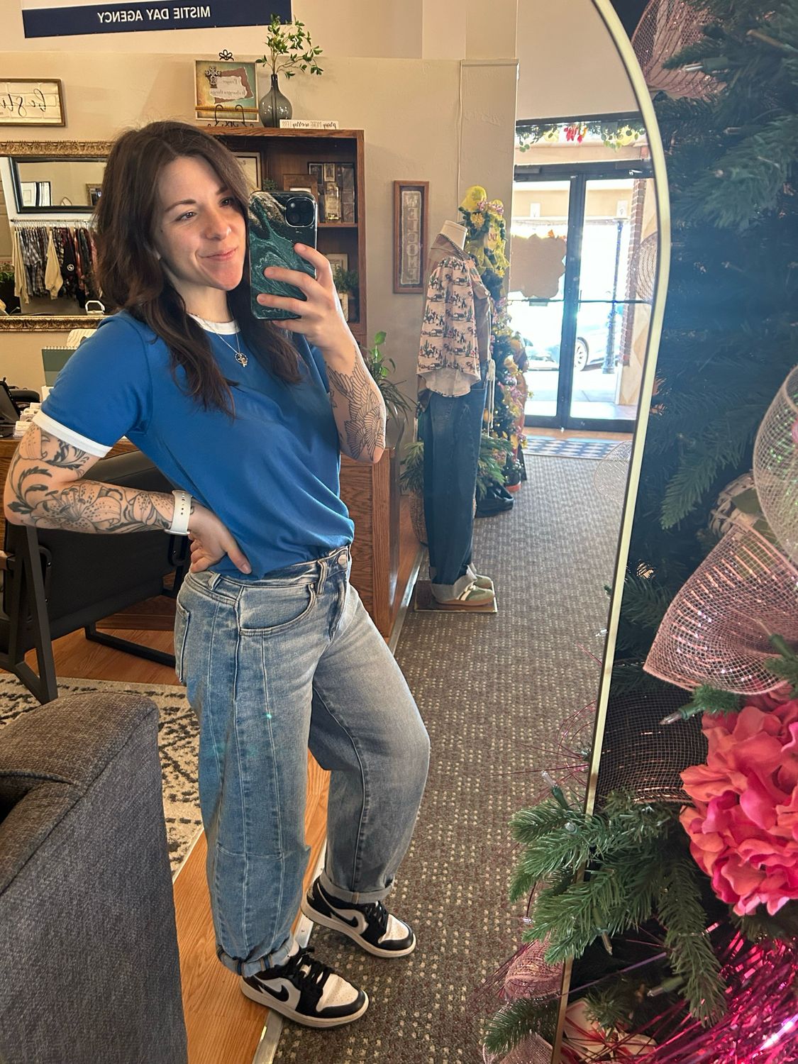 Risen High Rise Crop Barrel Jeans