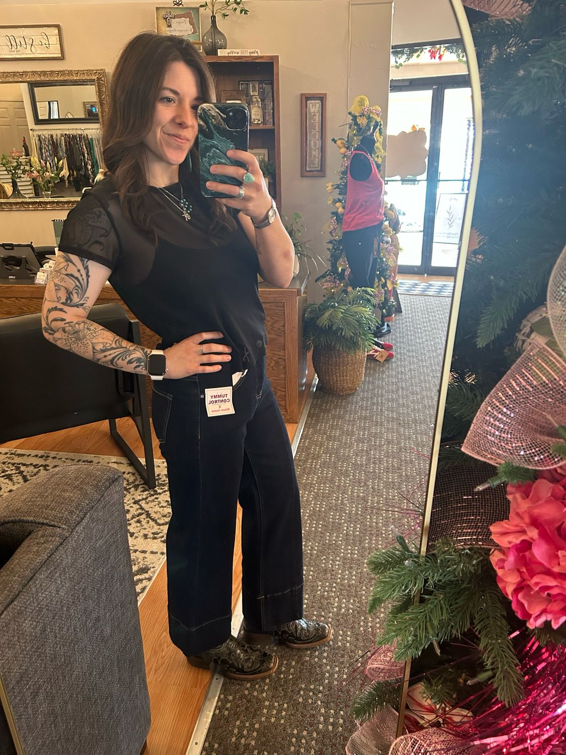 Risen High Rise Crop Wide Seam Jeans