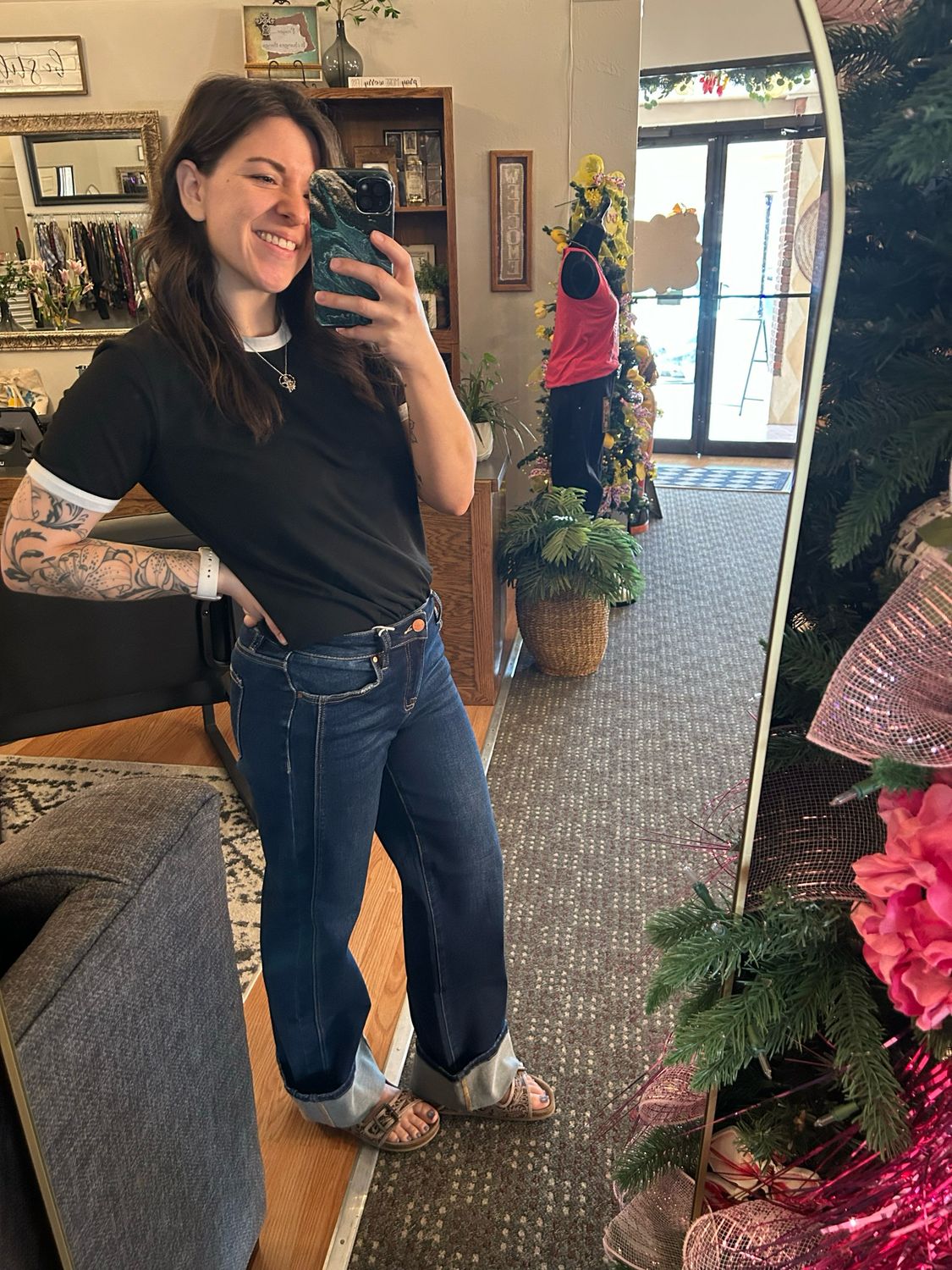 Risen Mid Rise Ankle Straight Jean w/ Cuffed Hem