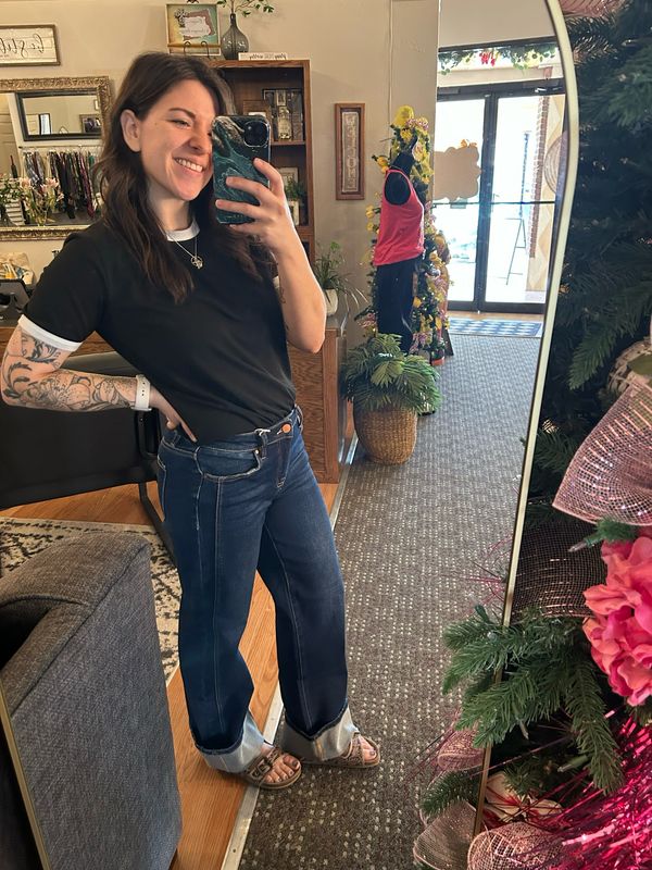 Risen Mid Rise Ankle Straight Jean w/ Cuffed Hem
