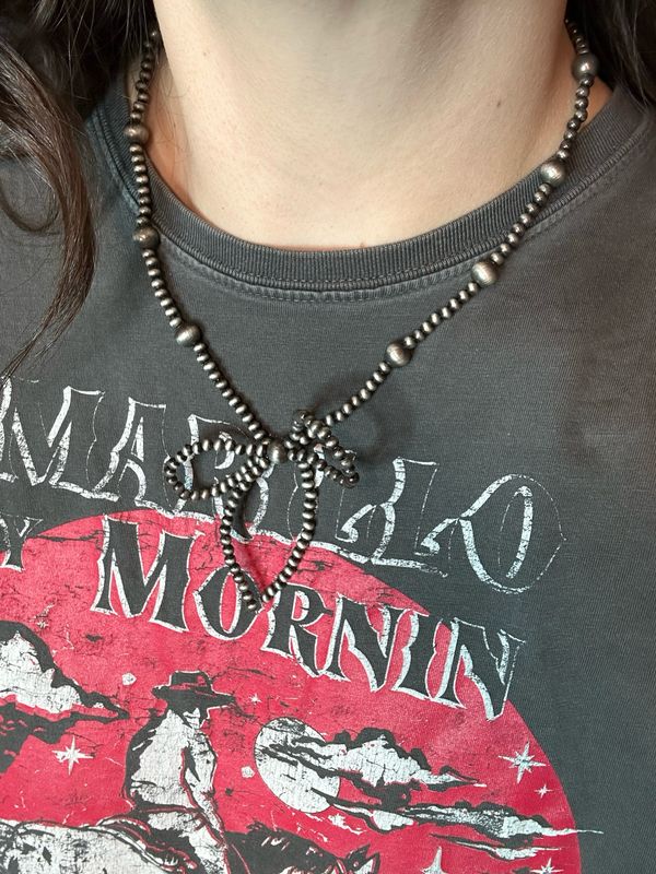 Faux Navajo Pearl Bow Necklace