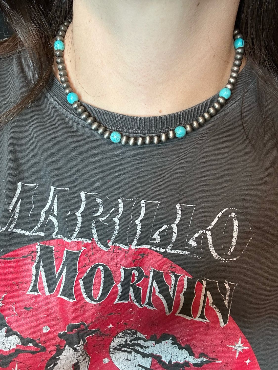 Faux Navajo Pearl and Turquoise Necklace