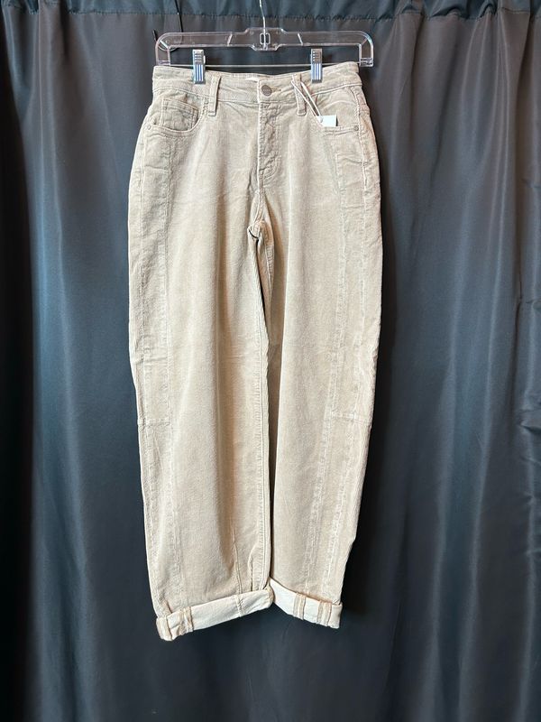 Risen Corduroy High Rise Crop Barrel Jeans