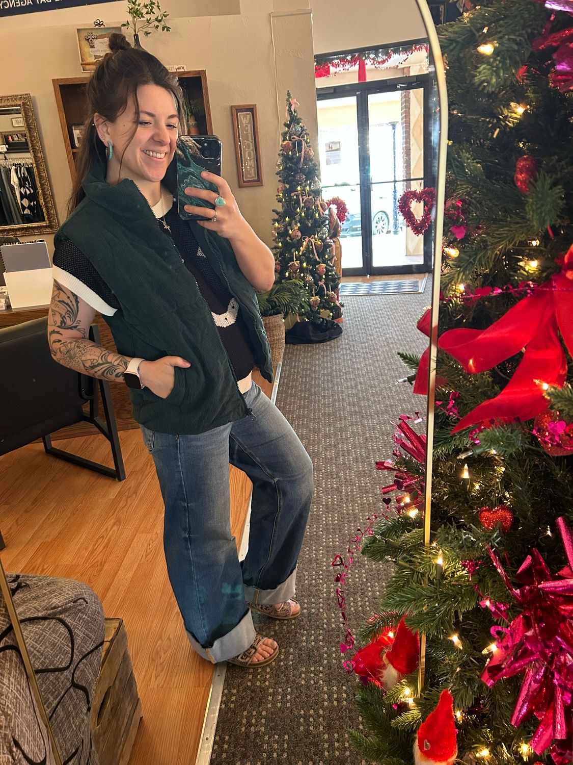 Jungle Green Corduroy Puffer Vest