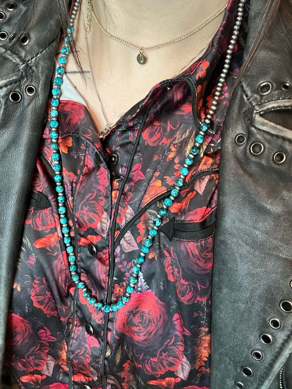 Faux Turquoise and Navajo Pearl Necklace