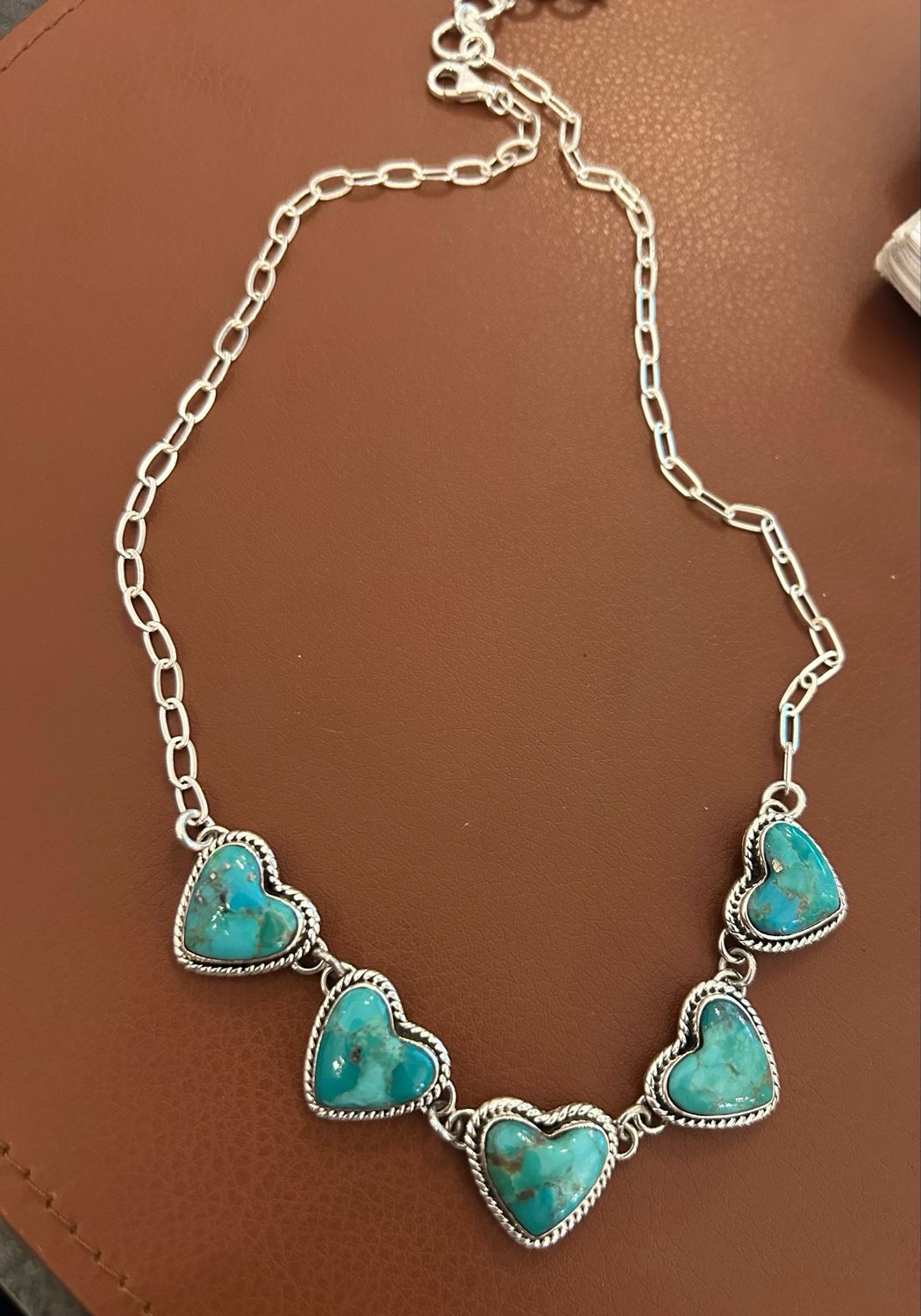 5 Stone Heart Necklace