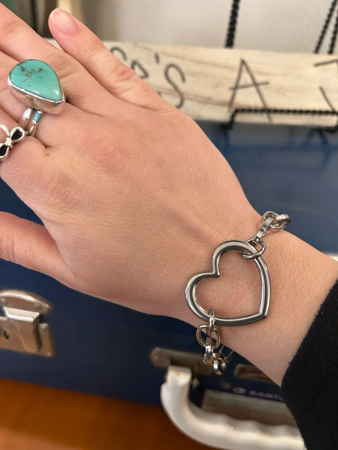 Chunky Open Heart Charm Bracelet