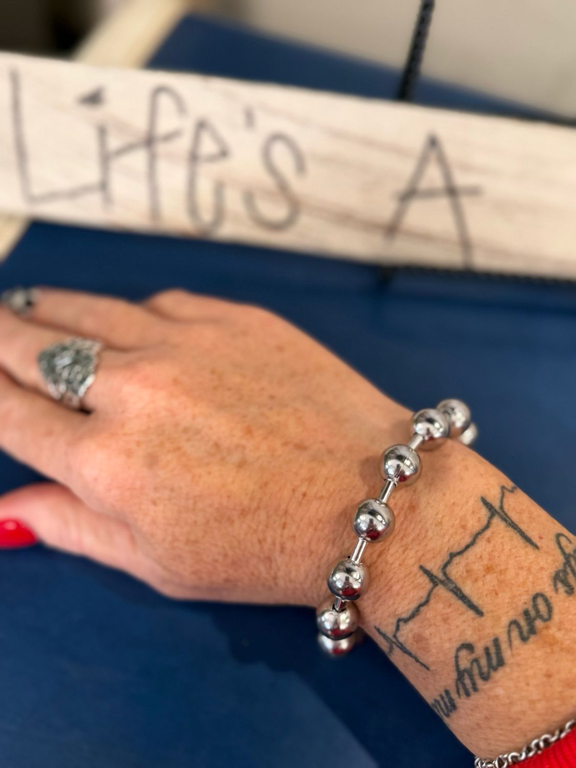 Extra Large Bead Chain Bracelet 8"