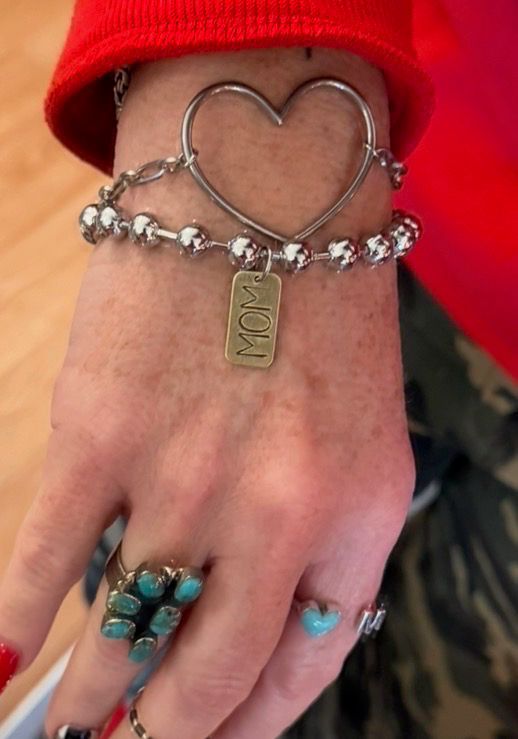 Hand Stamped Mom Brass Tag Bracelet