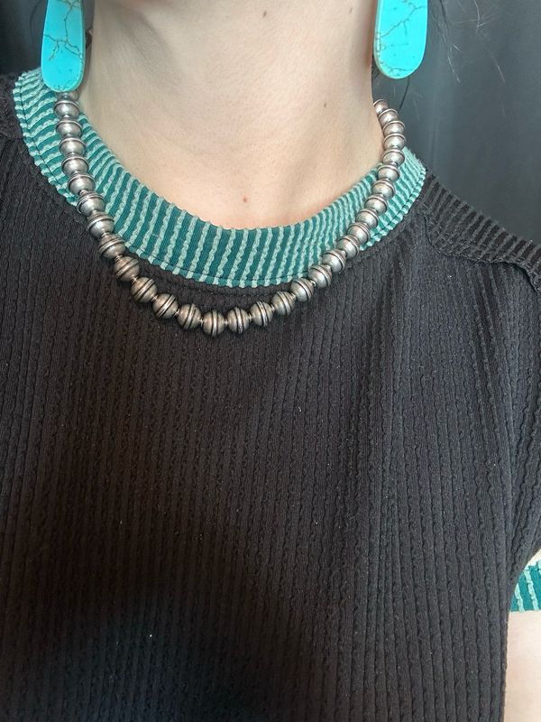 8MM Nickel Silver Navajo Pearl Necklace