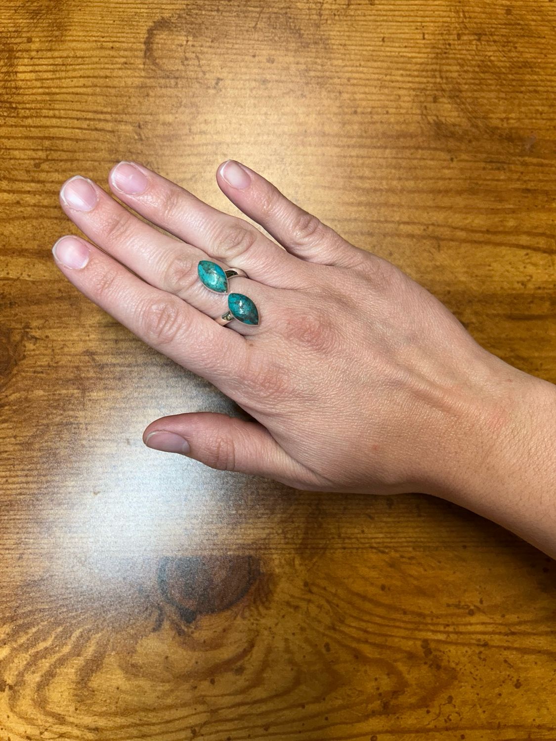 Double Turquoise Adjustable Ring