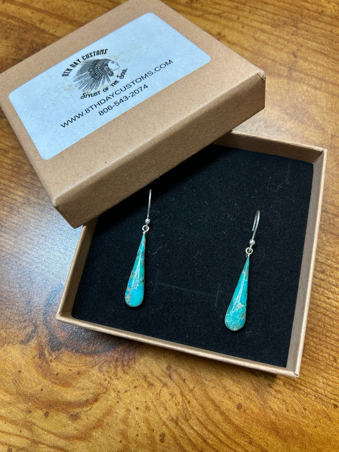 Brass Turquoise Drop Earrings