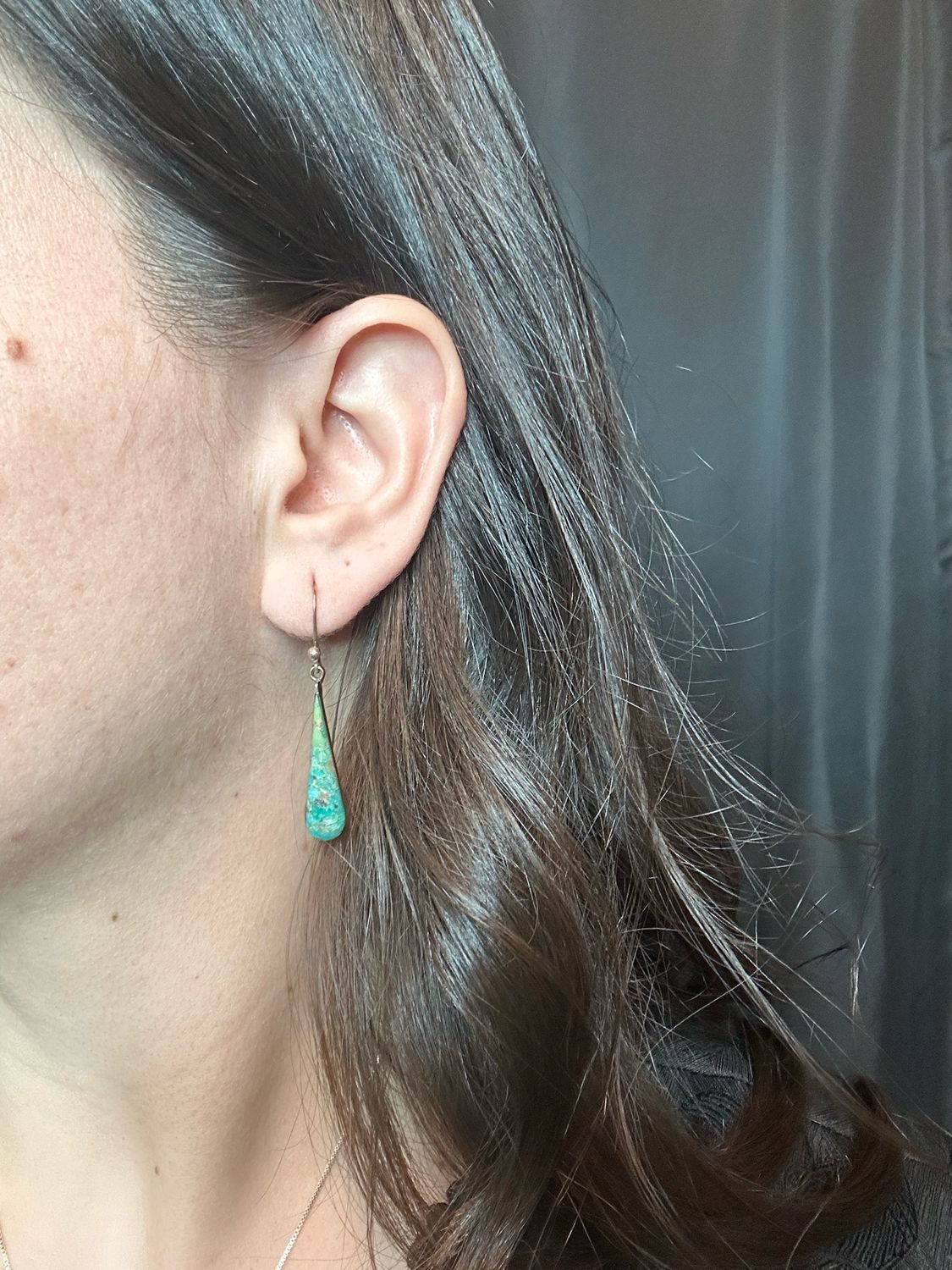 Brass Turquoise Drop Earrings