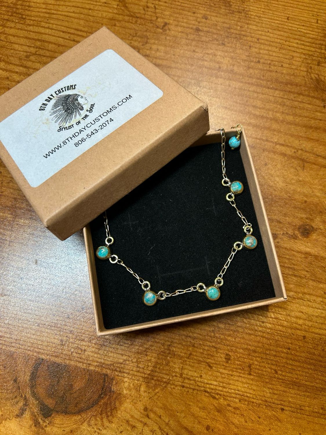 Brass Turquoise Multi Drop Necklace