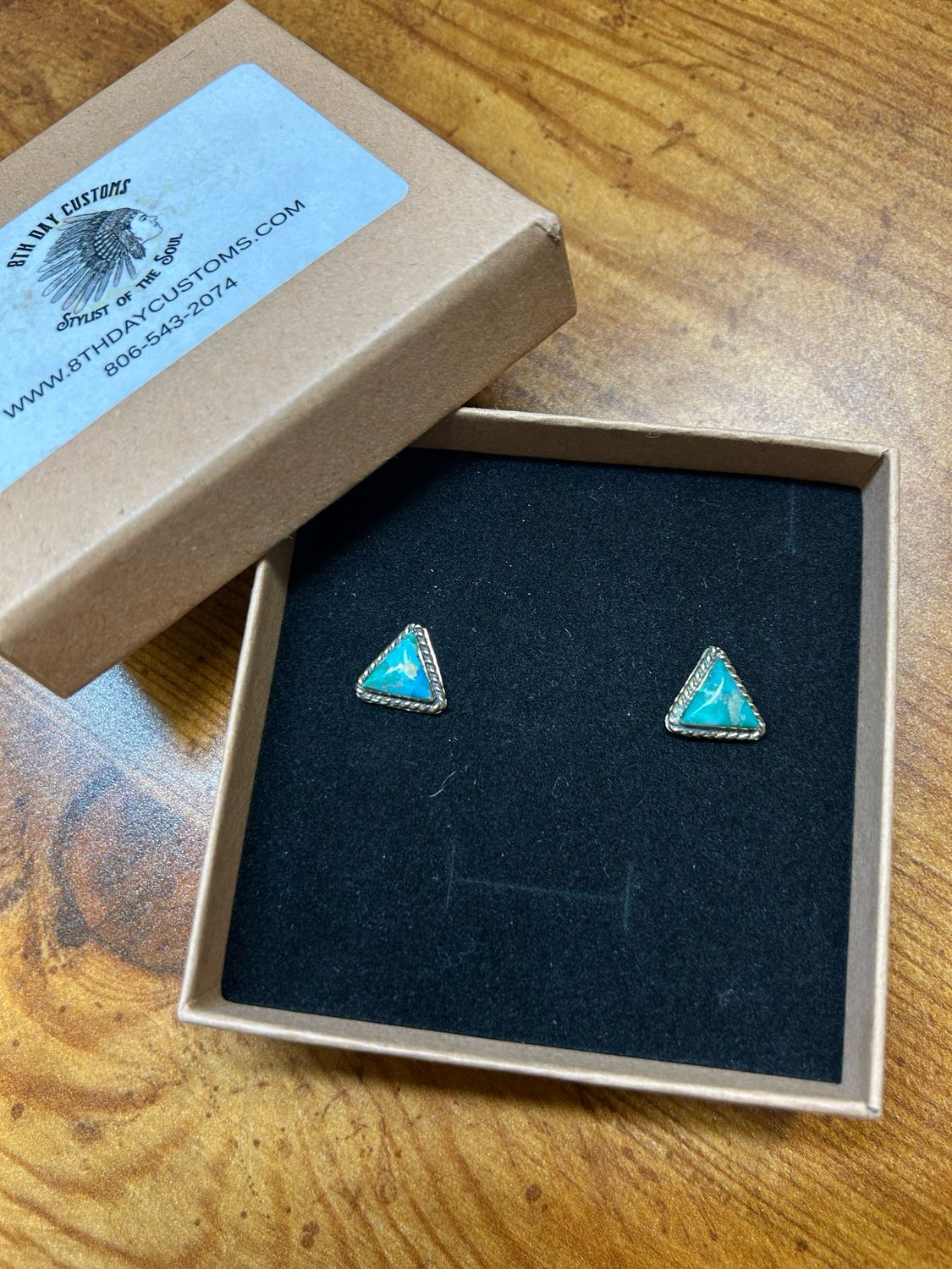 Brass Rope Triangle Turquoise Earrings