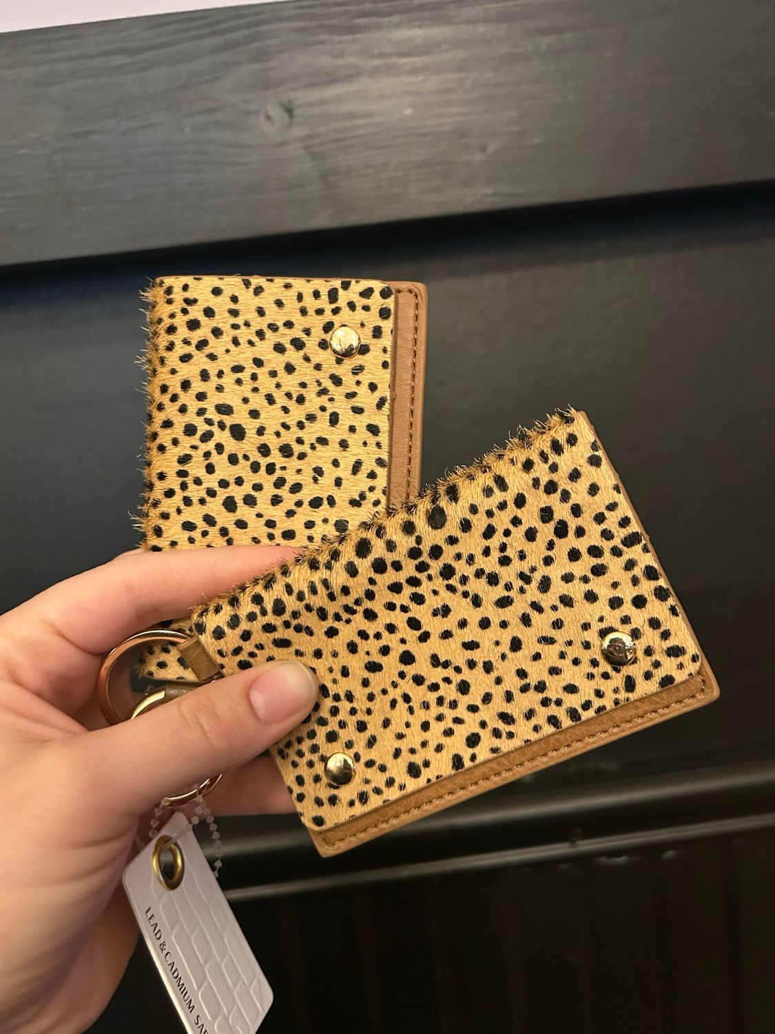 Chic Animal Print Card Holder Keychain