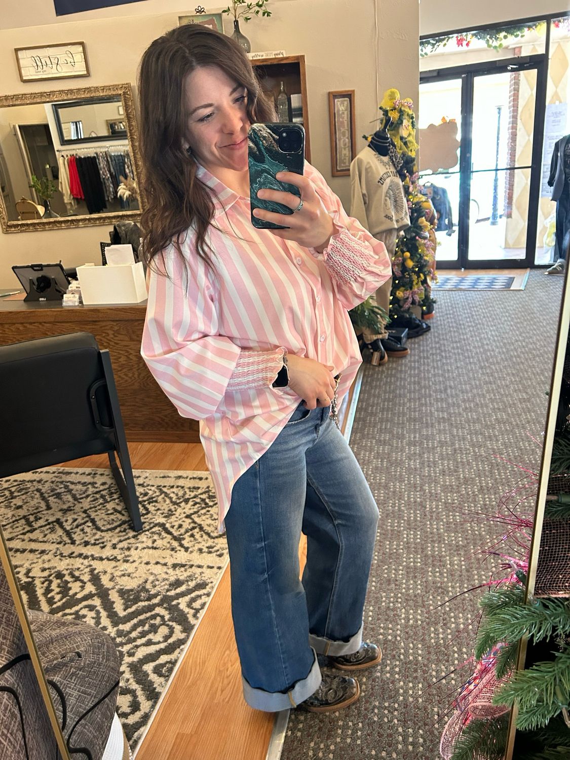 Pink Striped Button Down Shirt