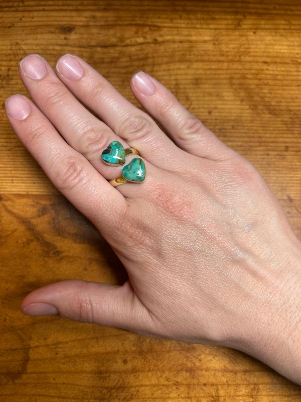 Brass Double Heart Ring