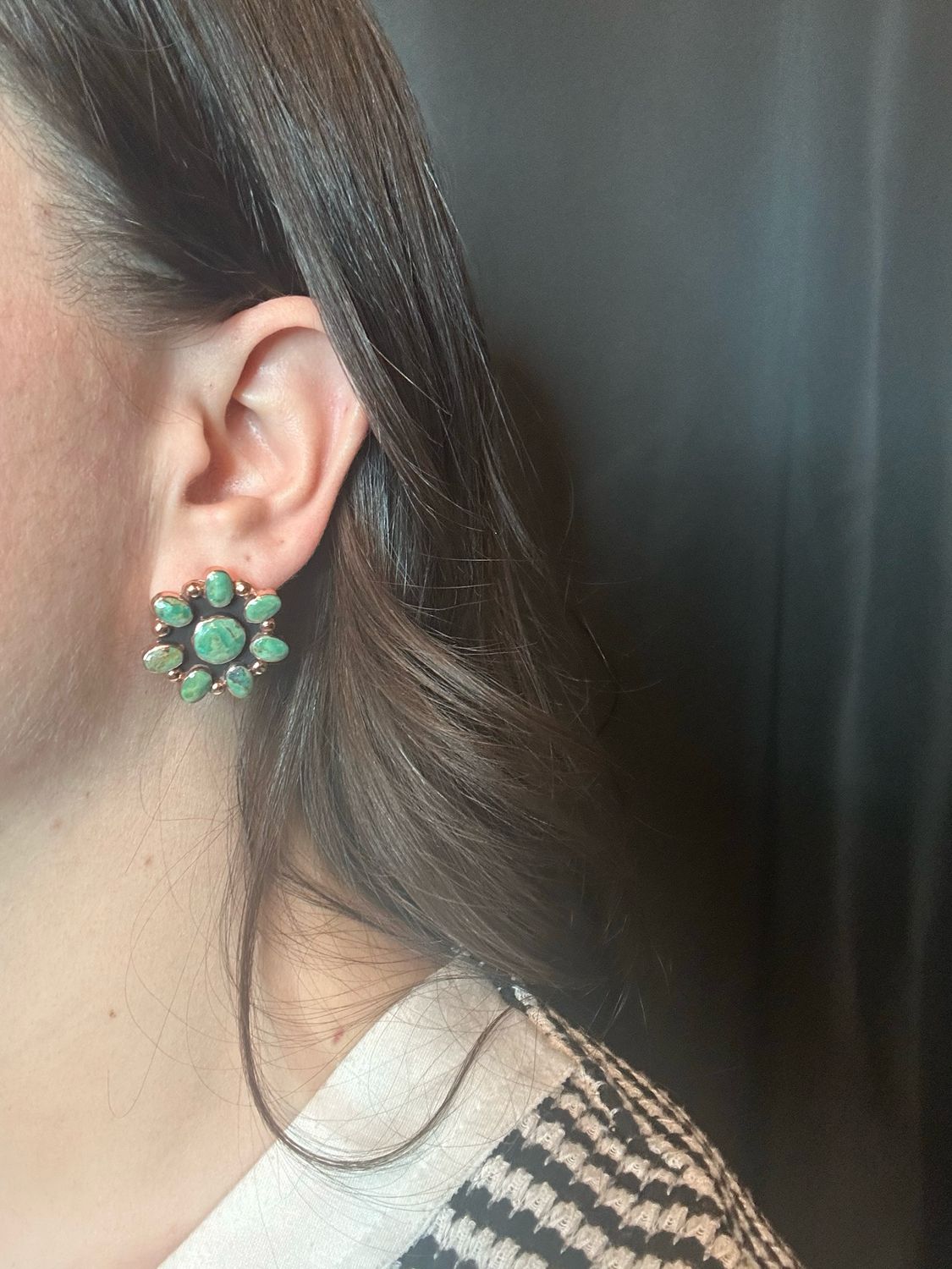 Turquoise &amp; Copper Cluster Earrings