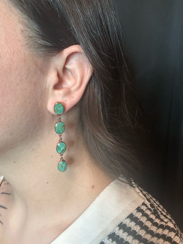 Copper 4 Stone Earrings