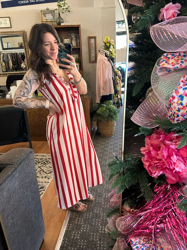 Red Striped Maxi Dress