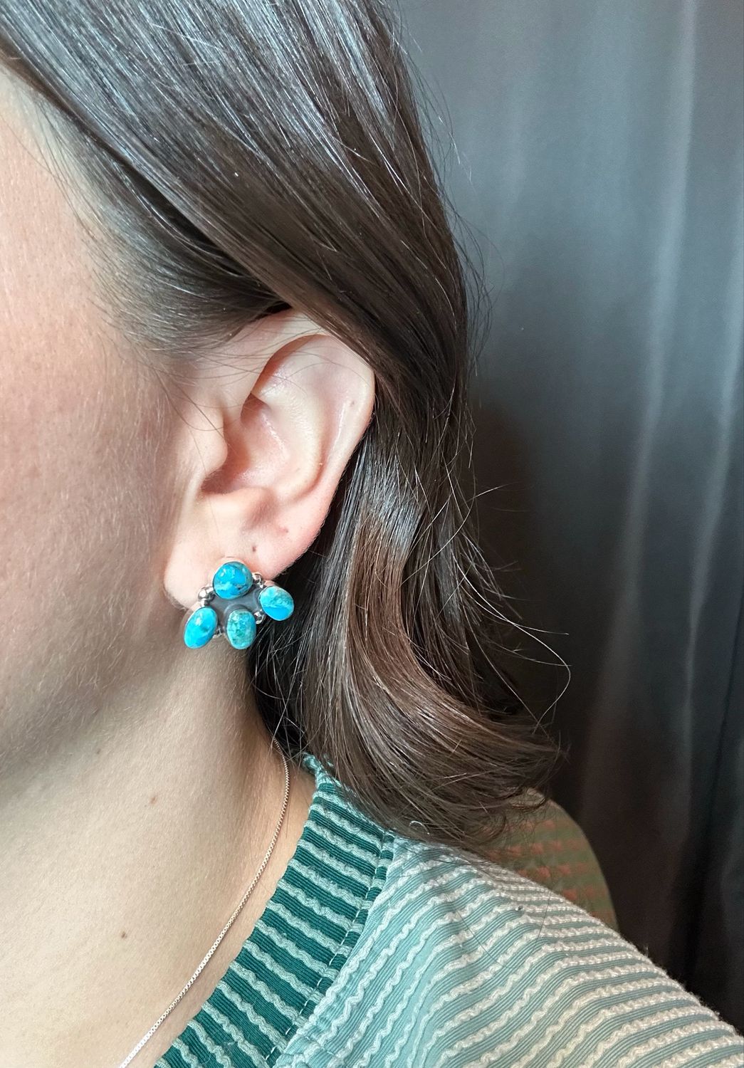 Turquoise Half Cluster Earrings
