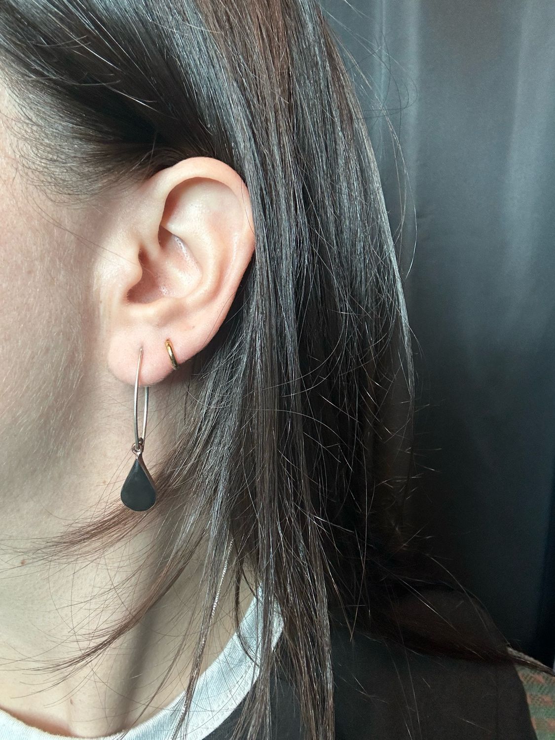 Small Copper Onyx Drop Earrings