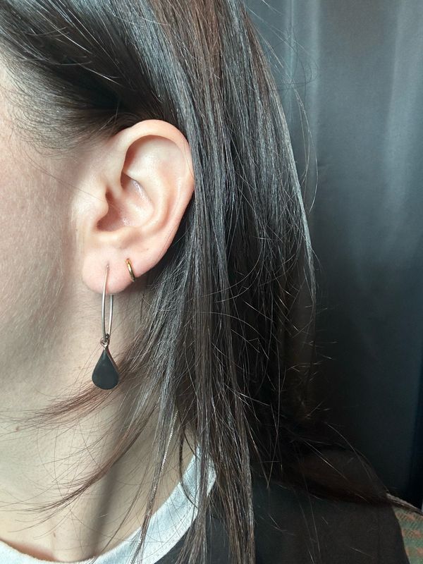 Small Copper Onyx Drop Earrings