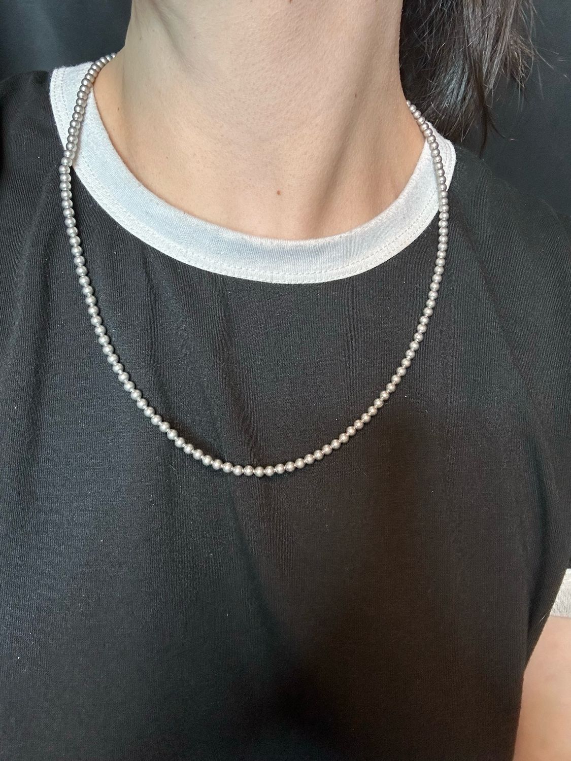 4MM Silver Plated Navajo Pearls 20"