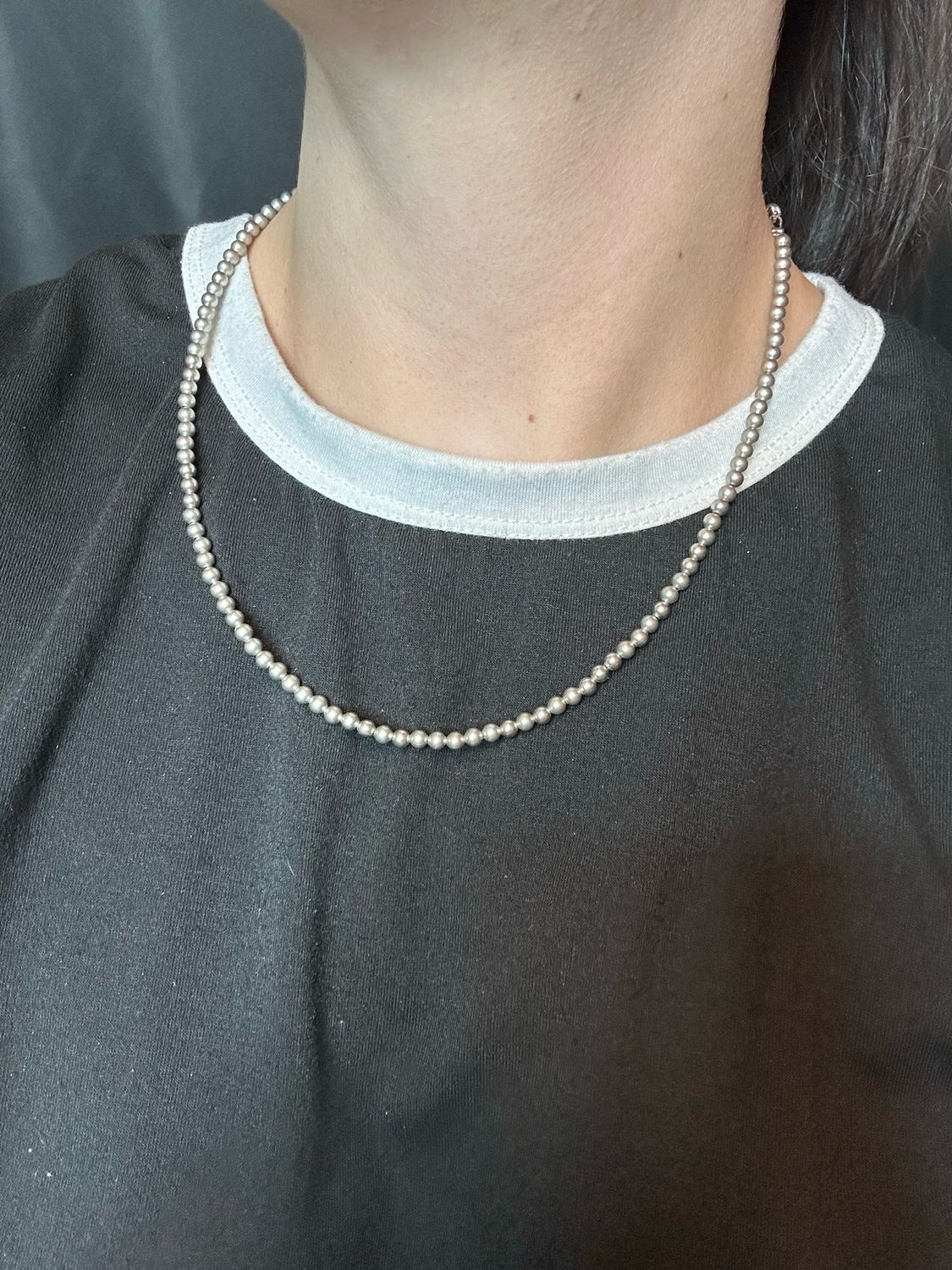 4MM Silver Plated Navajo Pearls 18"