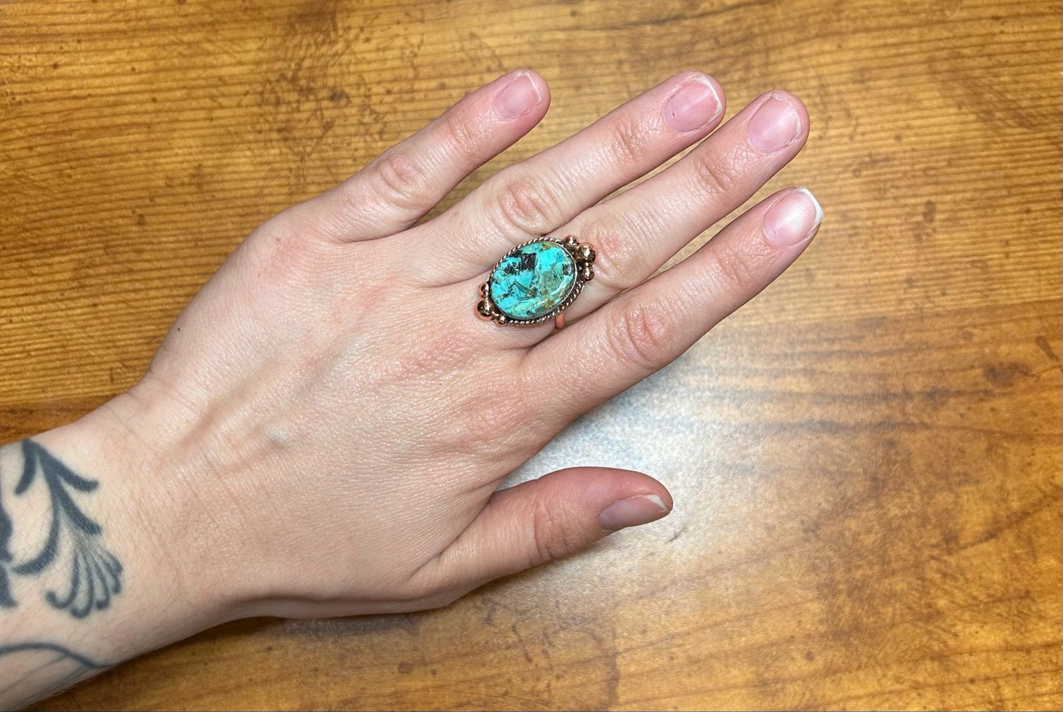 Copper Oval Ball Adjustable Ring