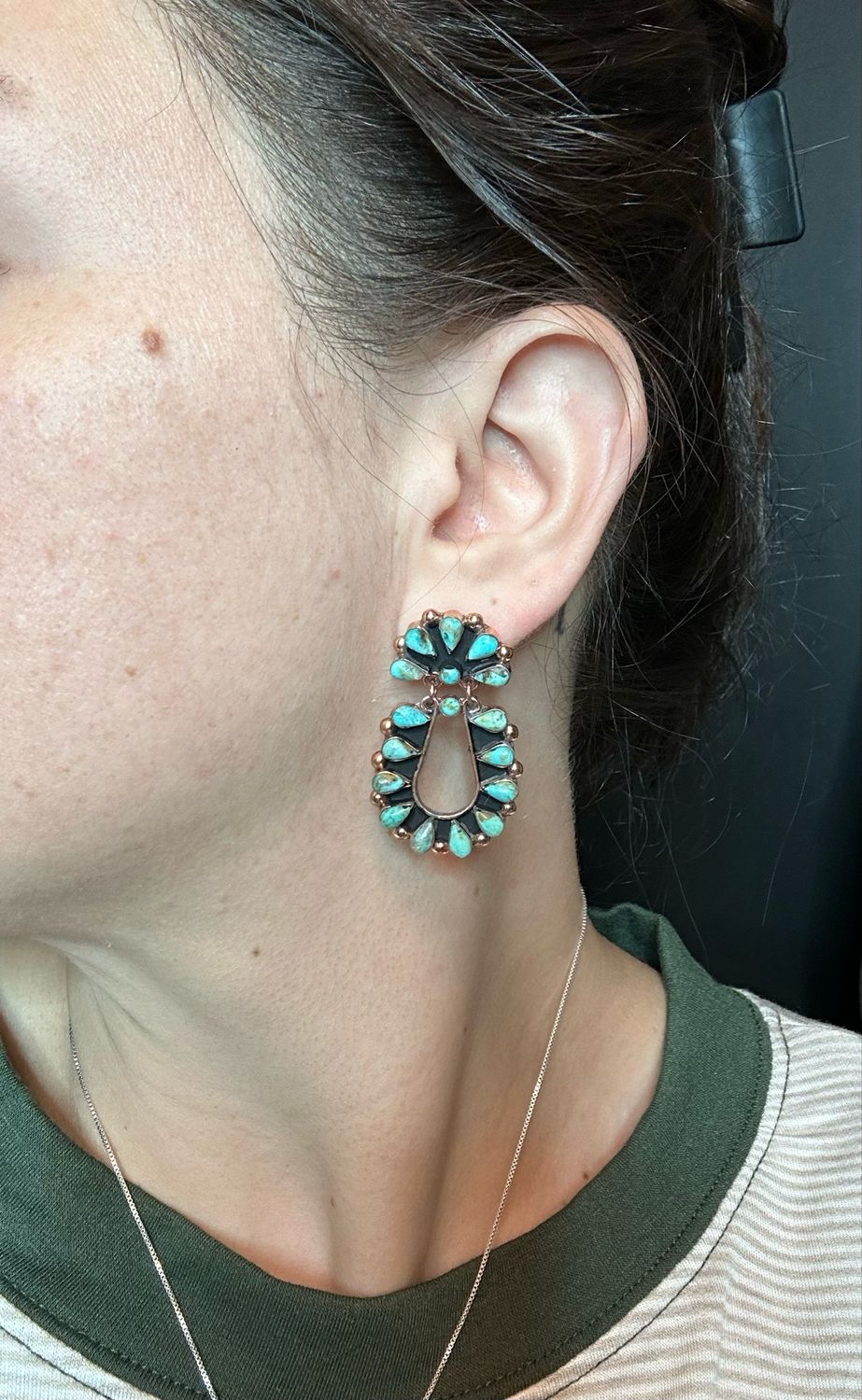 Copper Turquoise Dangle Earrings