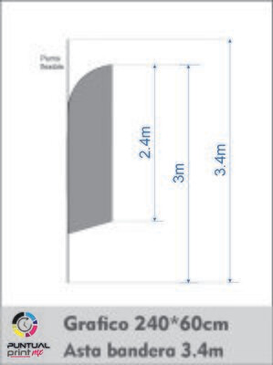 ESTRUCTURA PARA BANNER DE BANDERA CON BASE DE CRUZ DE 3.4 M