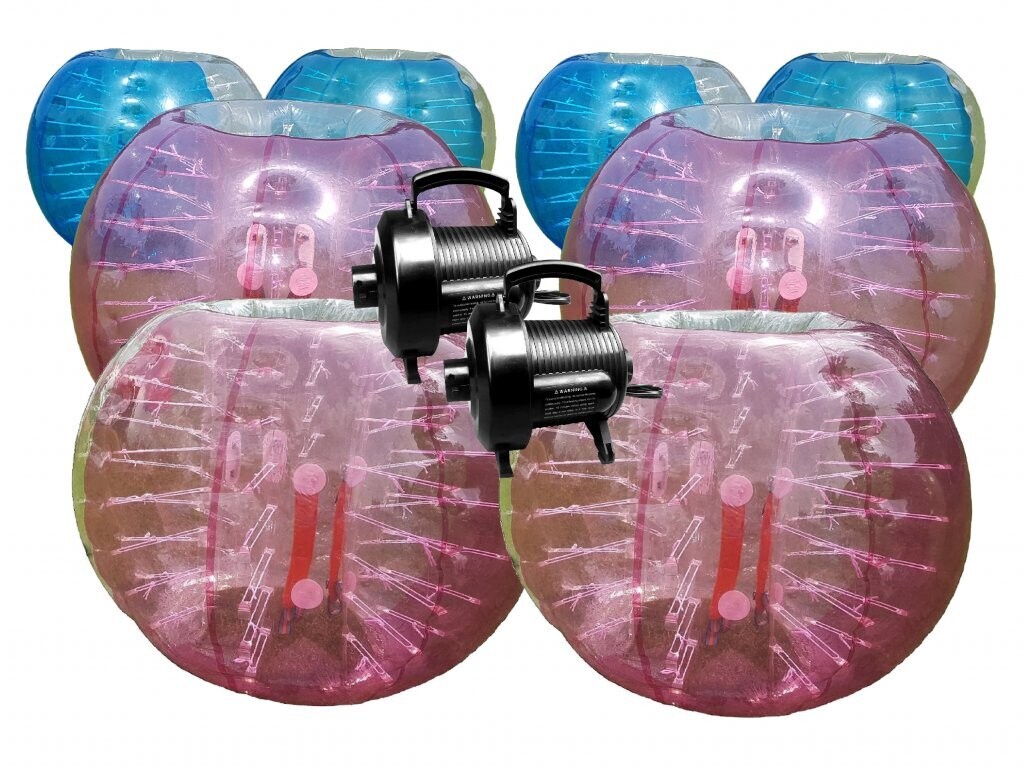 8x Bolle gonfiabili Bumper Ball 1,55m TPU Red + Blu incluso 2x Motor