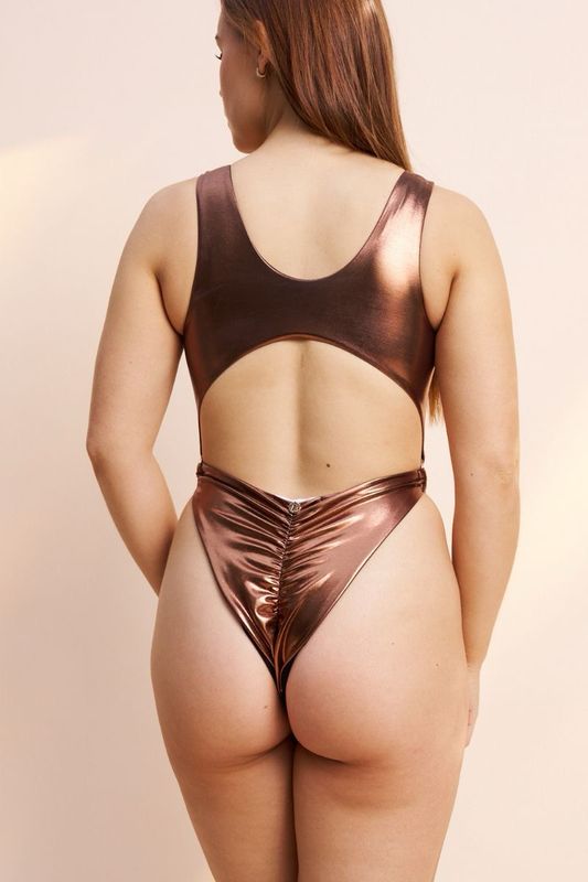 LUNALAE KENZIE HIGH CUT BODYSUIT - BRONZE 