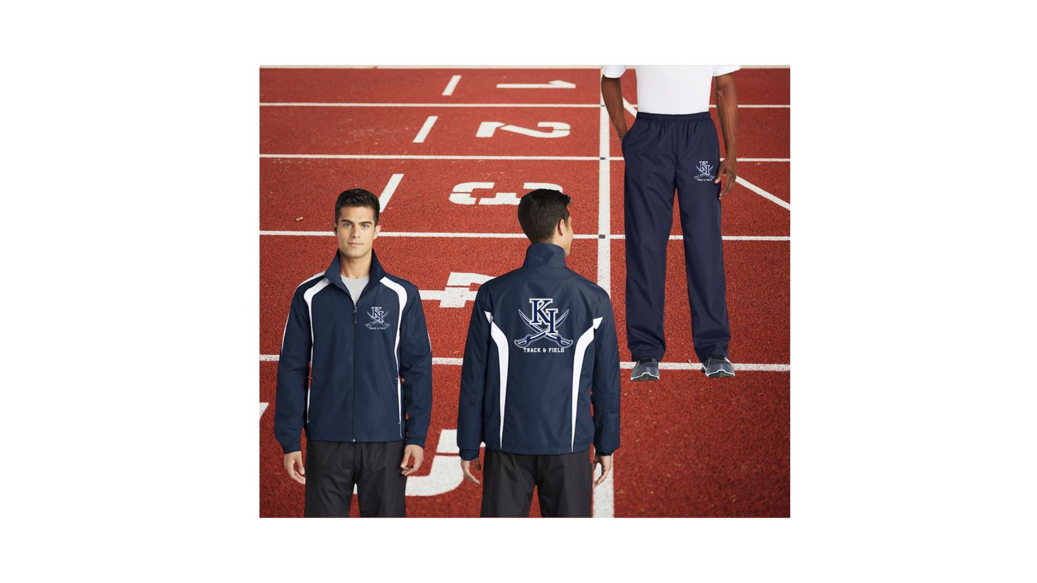 KI Sport Tek Colorblock Raglan Jacket and Wind Pant Set